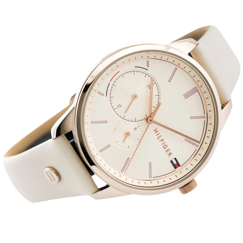 Shop Tommy Hilfiger Brooke Quartz White Dial Cream Leather Strap Watch for Women - 1782022 in USA