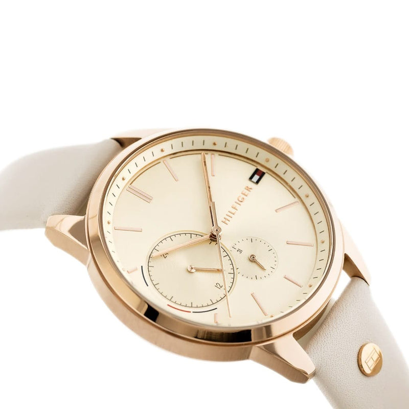 Shop Tommy Hilfiger Brooke Quartz White Dial Cream Leather Strap Watch for Women - 1782022 in USA