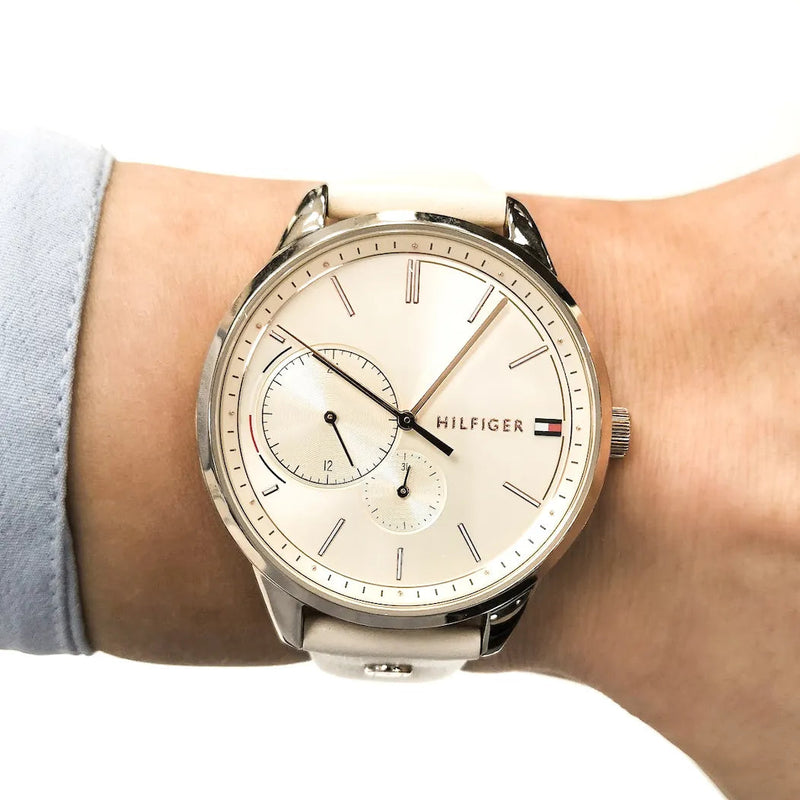 Shop Tommy Hilfiger Brooke Quartz White Dial Cream Leather Strap Watch for Women - 1782022 in USA