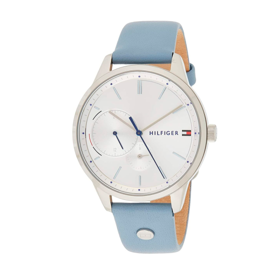 Shop Tommy Hilfiger Brooke Silver Dial Blue Leather Strap Watch for Women - 1782023 in USA