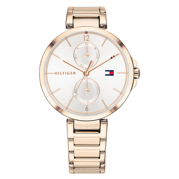 Shop Tommy Hilfiger Angela Quartz White Dial Rose Gold Steel Strap Watch for Women - 1782124 in USA