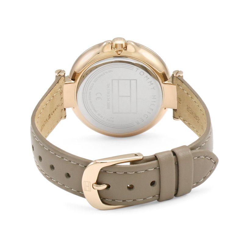 Shop Tommy Hilfiger Angela Quartz Silver Dial Brown Leather Strap Watch for Women - 1782125 in USA