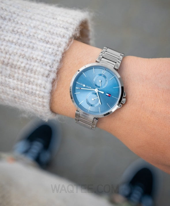 Shop Tommy Hilfiger Angela Blue Dial Silver Steel Strap Watch for Women - 1782126 in USA