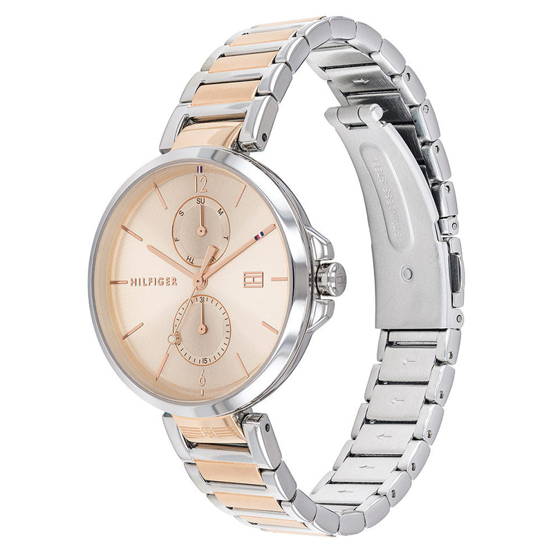 Shop Tommy Hilfiger Angela Chronograph Pink Dial Two Tone Steel Strap Watch for Women - 1782127 in USA
