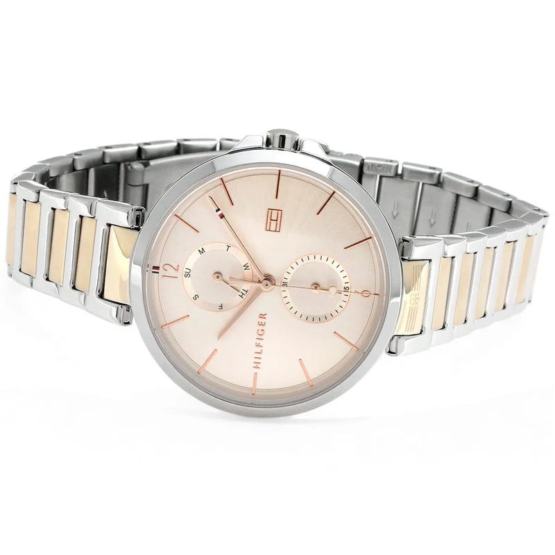 Shop Tommy Hilfiger Angela Chronograph Pink Dial Two Tone Steel Strap Watch for Women - 1782127 in USA