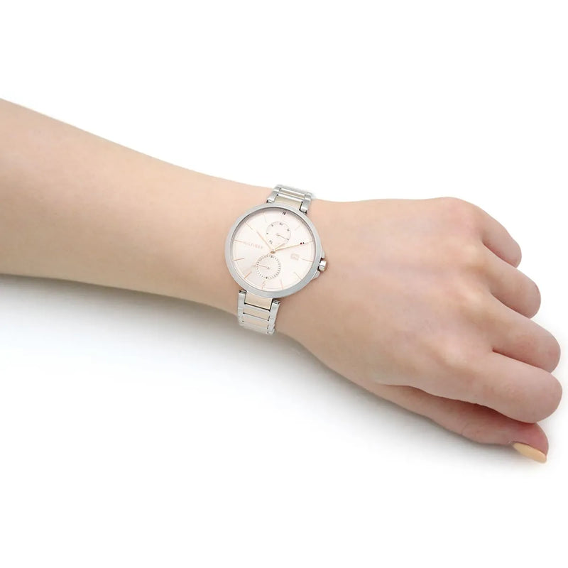 Shop Tommy Hilfiger Angela Chronograph Pink Dial Two Tone Steel Strap Watch for Women - 1782127 in USA