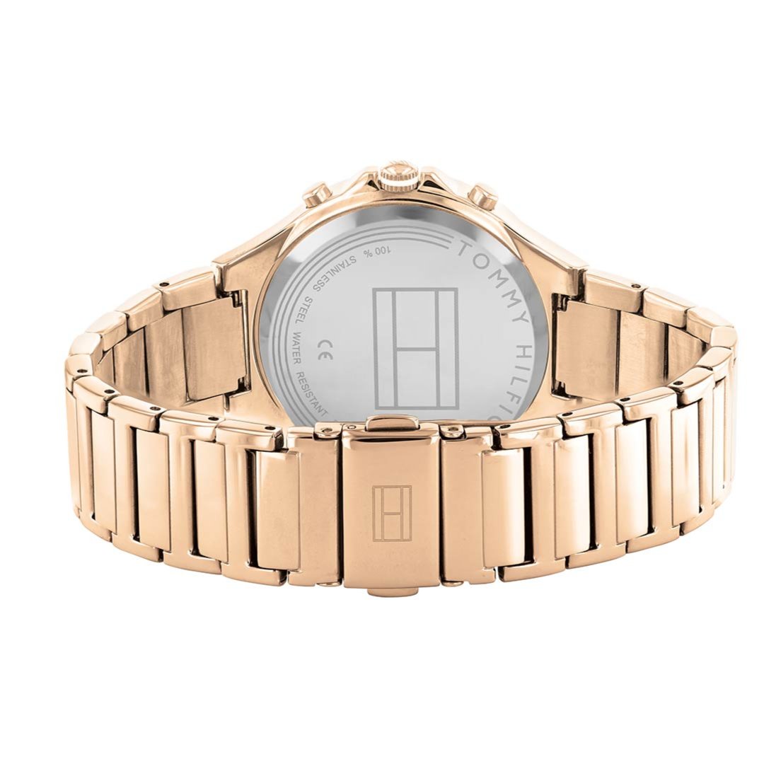 Tommy Hilfiger Eve Chronograph Quartz Grey Dial Rose Gold Steel Strap Watch For Women - 1782277