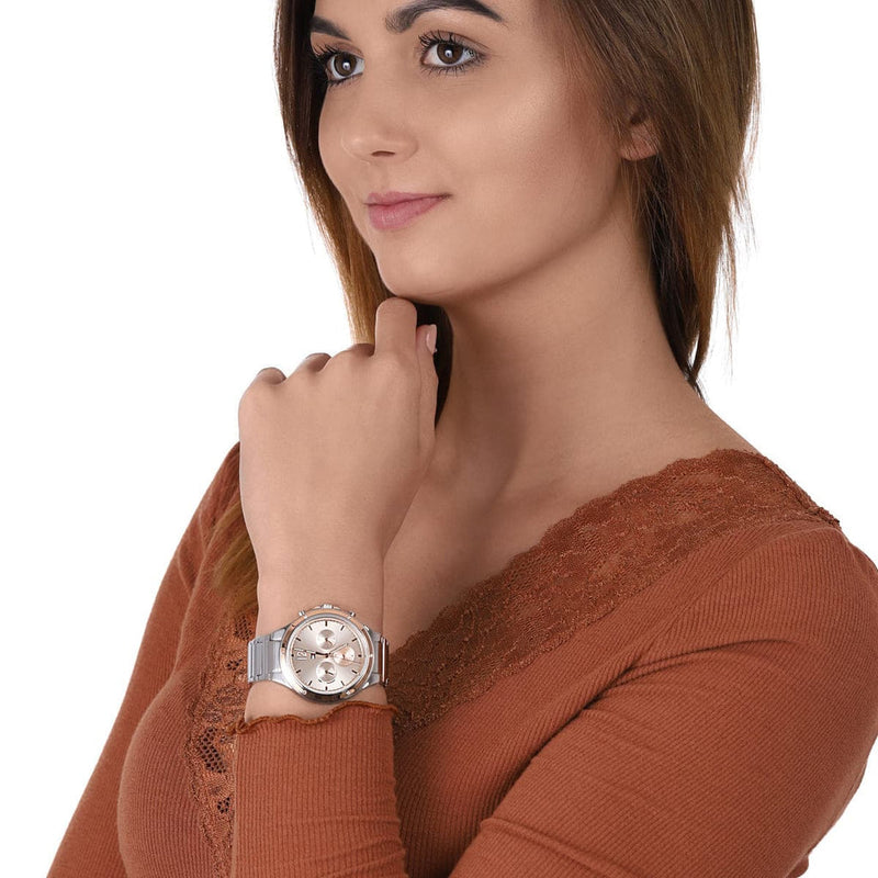 Tommy Hilfiger Eve Chronograph Quartz Pink Dial Silver Steel Strap Watch For Women - 1782279 Buy Now By Tommy Hilfiger