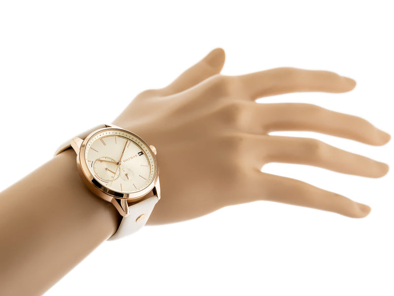 Shop Tommy Hilfiger Brooke Quartz White Dial Cream Leather Strap Watch for Women - 1782022 in USA