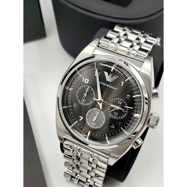 Emporio Armani Franco Black Dial Silver Steel Strap Watch For Men - AR0373 Buy Now By Emporio Armani