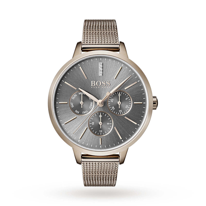 Hugo Boss Symphony Grey Dial Gold Mesh Bracelet Watch for Women - 1502424 Buy Now By Hugo Boss