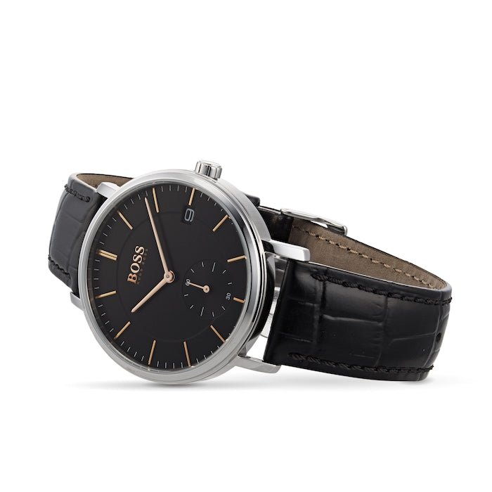 Hugo Boss Corporal Black Dial Black Leather Strap Watch for Men - 1513638 Buy Now By Hugo Boss