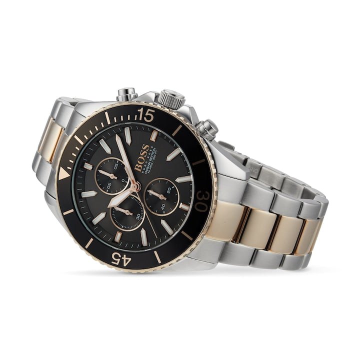 Hugo Boss Ocean Edition Black Dial Two Tone Steel Strap Watch for Men - 1513705 Buy Now By Hugo Boss