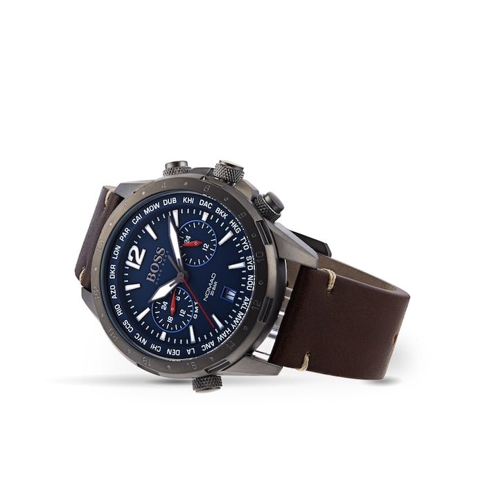 Hugo Boss Nomad Blue Dial Brown Leather Strap Watch for Men - 1513773 Buy Now By Hugo Boss