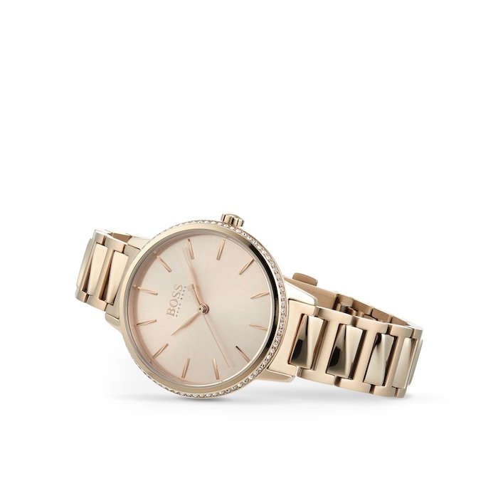 Hugo Boss Signature Gold Dial Gold Stainless Steel Strap Watch for Women - 1502540 Buy Now By Hugo Boss