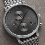 Hugo Boss Navigator Chronograph Grey Dial Grey Mesh Bracelet Watch for Men - 1513674
