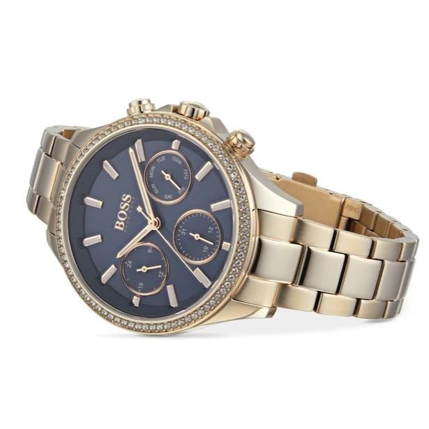 Hugo Boss Hera Blue Dial Gold Steel Strap Watch for Women - 1502566 Buy Now By Hugo Boss