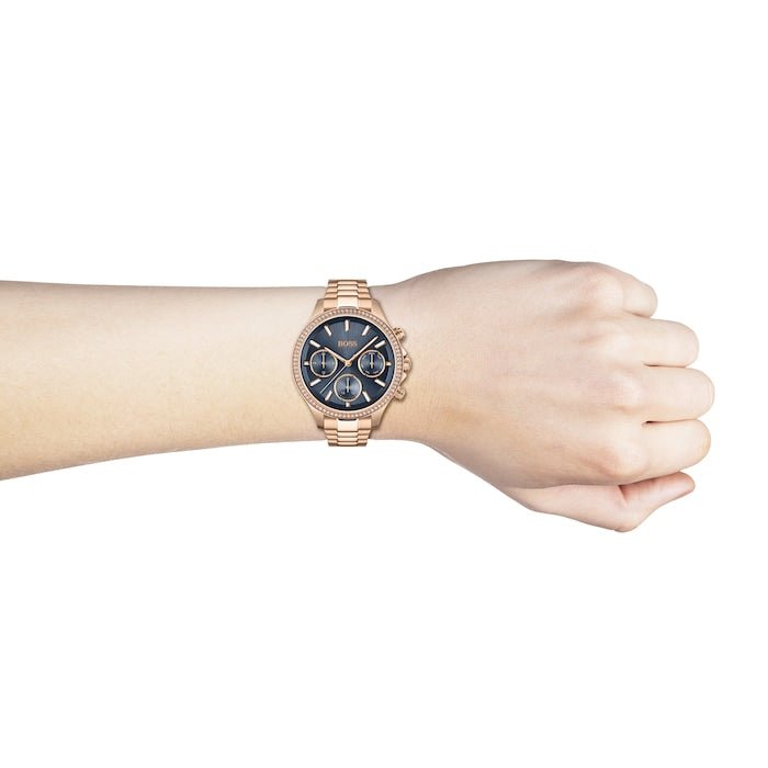 Hugo Boss Hera Blue Dial Gold Steel Strap Watch for Women - 1502566 Buy Now By Hugo Boss