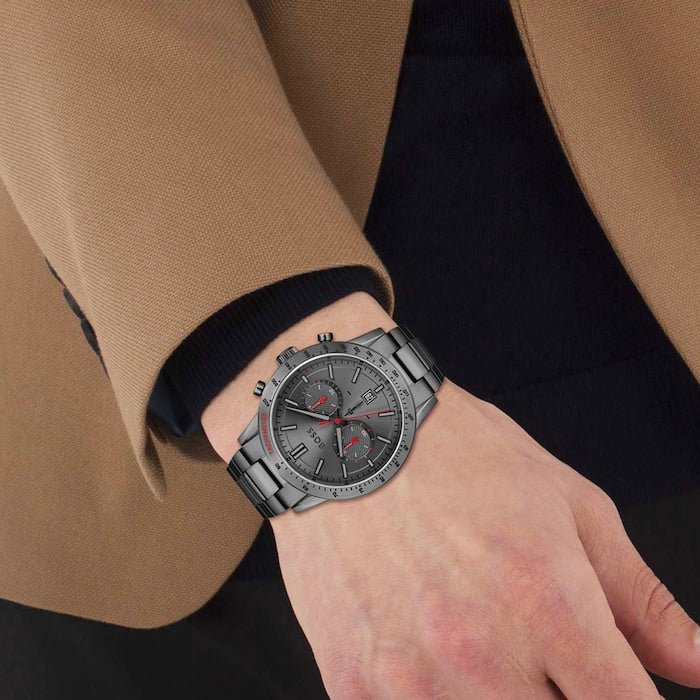 Hugo Boss Allure Chronograph Grey Dial Grey Steel Strap Watch for Men - 1513924 Buy Now By Hugo Boss