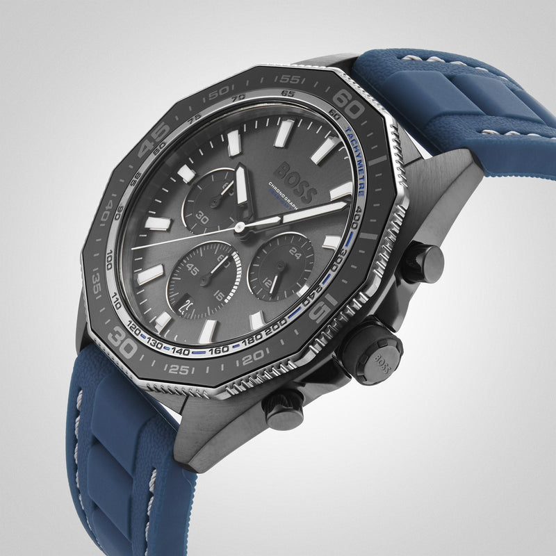 Hugo Boss Energy Chronograph Grey Dial Green Rubber Strap Watch For Men - 1513972 Buy Now By Hugo Boss