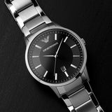 Emporio Armani Renato Quartz Black Dial Silver Steel Strap Watch For Men - AR11181 Buy Now By Emporio Armani