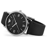 Shop Emporio Armani Kappa Analog Quartz Black Dial Black Leather Strap Watch For Men - AR11013 in USA