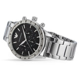 Emporio Armani Mario Chronograph Black Dial Silver Steel Strap Watch For Men - AR11241 Buy Now By Emporio Armani