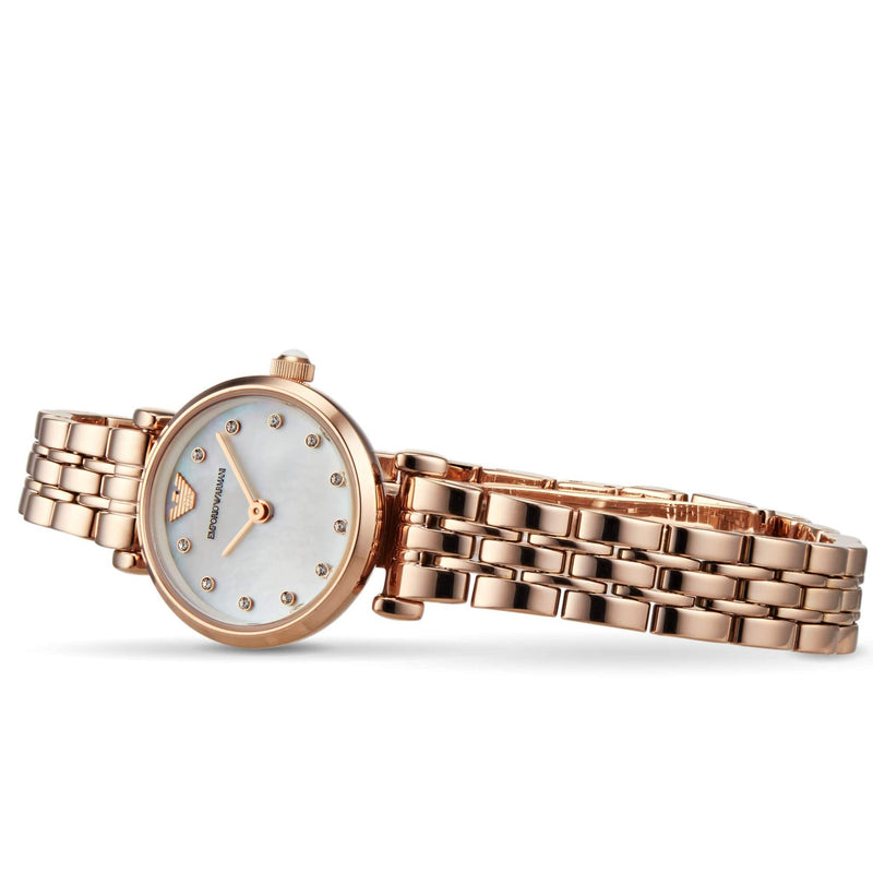 Emporio Armani Gianni T-Bar Mother of Pearl Dial Rose Gold Steel Strap Watch For Women - AR11203 Buy Now By Emporio Armani