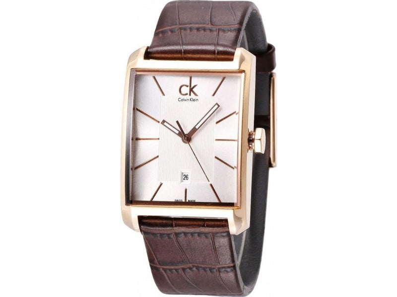 Calvin Klein Window Silver Dial Brown Leather Strap Watch for Men - K2M21620 Buy Now By Calvin Klein