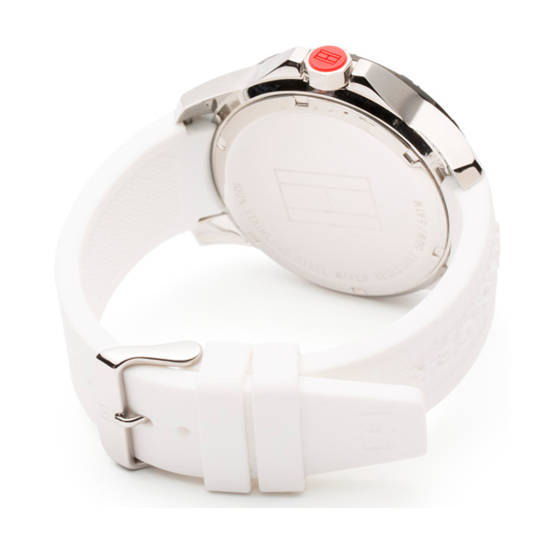 Shop Tommy Hilfiger Sport Black Dial White Rubber Strap Watch for Men - 1790986 in USA