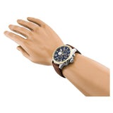 Shop Tommy Hilfiger Sport Multifunction Blue Dial Brown Leather Strap Watch for Men - 1791137 in USA