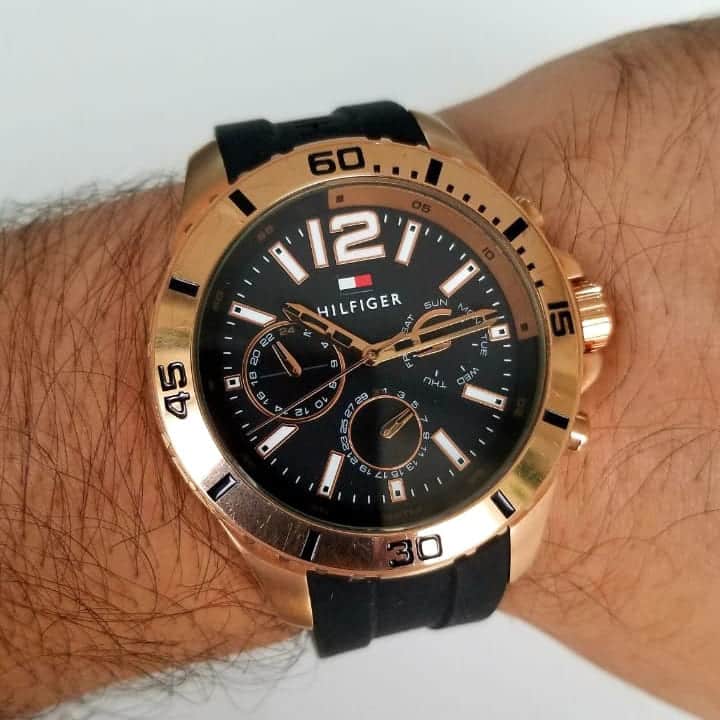 Shop Tommy Hilfiger Sport Multifunction Black Dial Black Rubber Strap Watch for Men - 1791145 in USA
