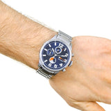 Shop Tommy Hilfiger Jackson Chronograph Blue Dial Silver Steel Strap Watch for Men - 1791242 in USA