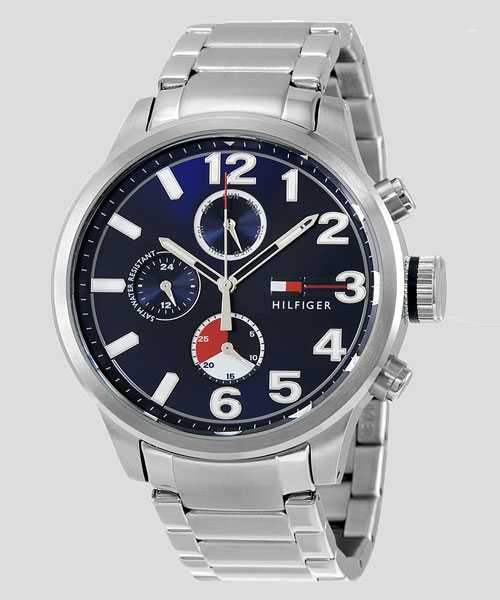Shop Tommy Hilfiger Jackson Chronograph Blue Dial Silver Steel Strap Watch for Men - 1791242 in USA