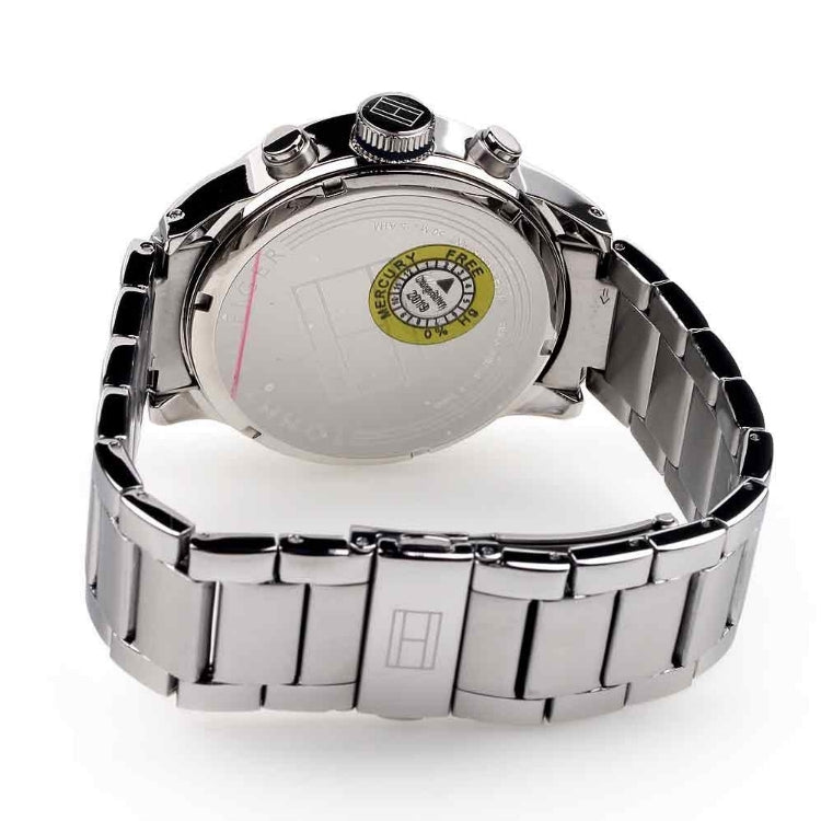 Shop Tommy Hilfiger Jackson Quartz Black Dial Silver Steel Strap Watch for Men - 1791243 in USA