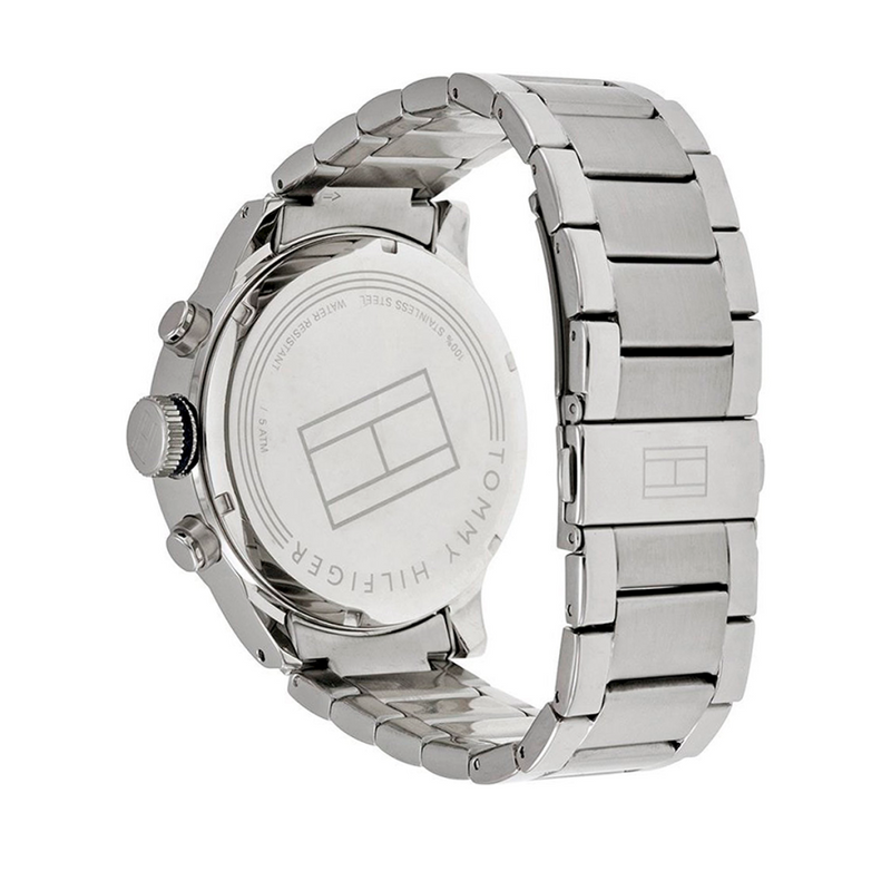 Shop Tommy Hilfiger Jackson Quartz Black Dial Silver Steel Strap Watch for Men - 1791243 in USA