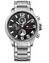 Shop Tommy Hilfiger Jackson Quartz Black Dial Silver Steel Strap Watch for Men - 1791243 in USA