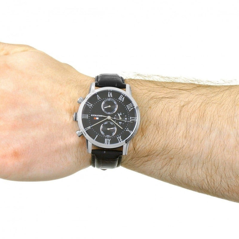 Tommy Hilfiger Kane Quartz Black Dial Black Leather Strap Watch for Men - 1791401 Buy Now By Tommy Hilfiger