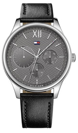 Shop Tommy Hilfiger Damon Multifunction Black Dial Black Leather Strap Watch for Men - 1791417 in USA