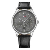 Shop Tommy Hilfiger Damon Multifunction Black Dial Black Leather Strap Watch for Men - 1791417 in USA