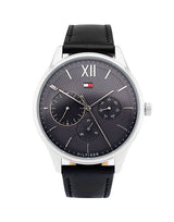 Shop Tommy Hilfiger Damon Multifunction Black Dial Black Leather Strap Watch for Men - 1791417 in USA