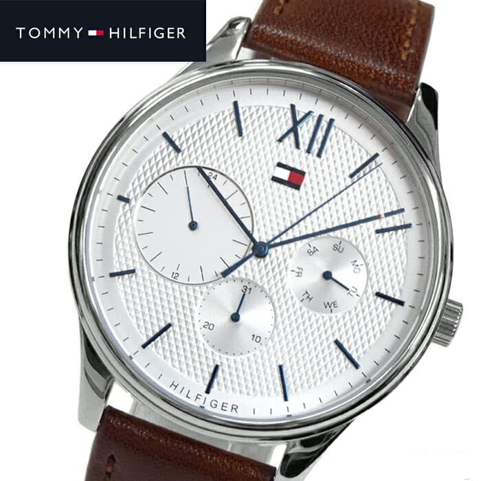 Shop Tommy Hilfiger Damon Quartz White Dial Brown Leather Strap Watch for Men - 1791418 in USA