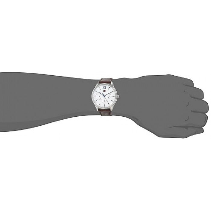 Shop Tommy Hilfiger Damon Quartz White Dial Brown Leather Strap Watch for Men - 1791418 in USA