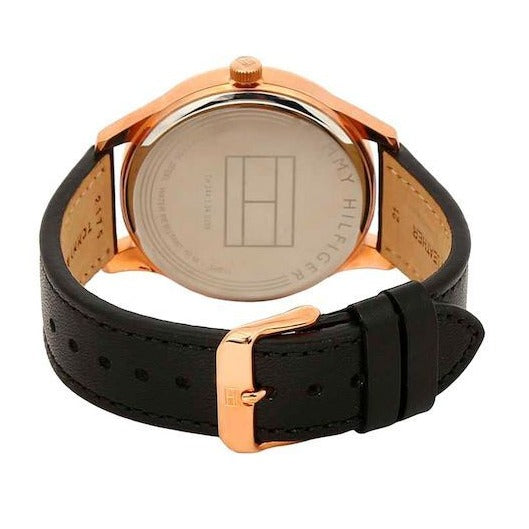 Shop Tommy Hilfiger Damon Quartz Black Dial Black Leather Strap Watch for Men - 1791419 in USA