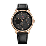 Shop Tommy Hilfiger Damon Quartz Black Dial Black Leather Strap Watch for Men - 1791419 in USA