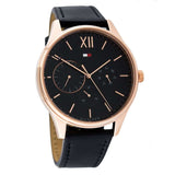 Shop Tommy Hilfiger Damon Quartz Black Dial Black Leather Strap Watch for Men - 1791419 in USA