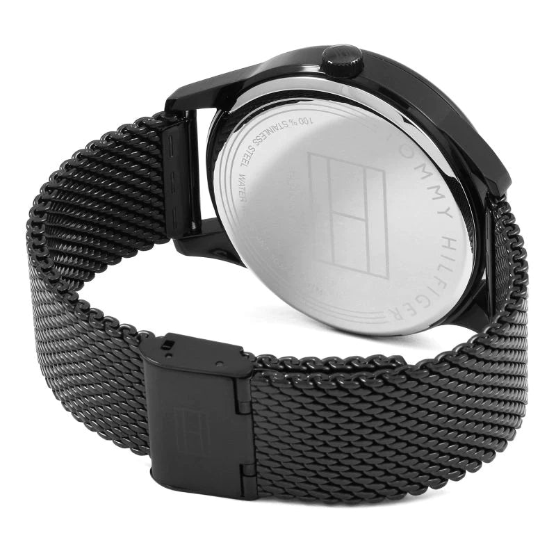 Shop Tommy Hilfiger Damon Quartz Black Dial Black Mesh Bracelet Watch for Men - 1791420 in USA