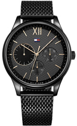 Shop Tommy Hilfiger Damon Quartz Black Dial Black Mesh Bracelet Watch for Men - 1791420 in USA