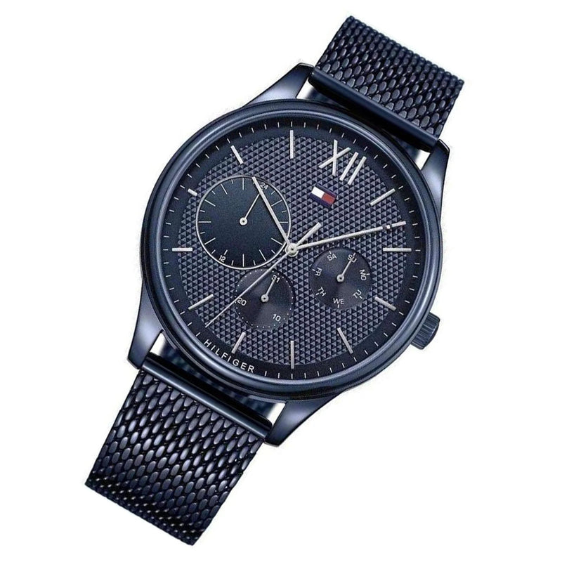 Shop Tommy Hilfiger Damon Quartz Blue Dial Blue Mesh Bracelet Watch for Men - 1791421 in USA