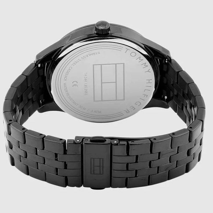 Shop Tommy Hilfiger Damon Quartz Chronograph Blue Dial Black Steel Strap Watch for Men - 1791454 in USA